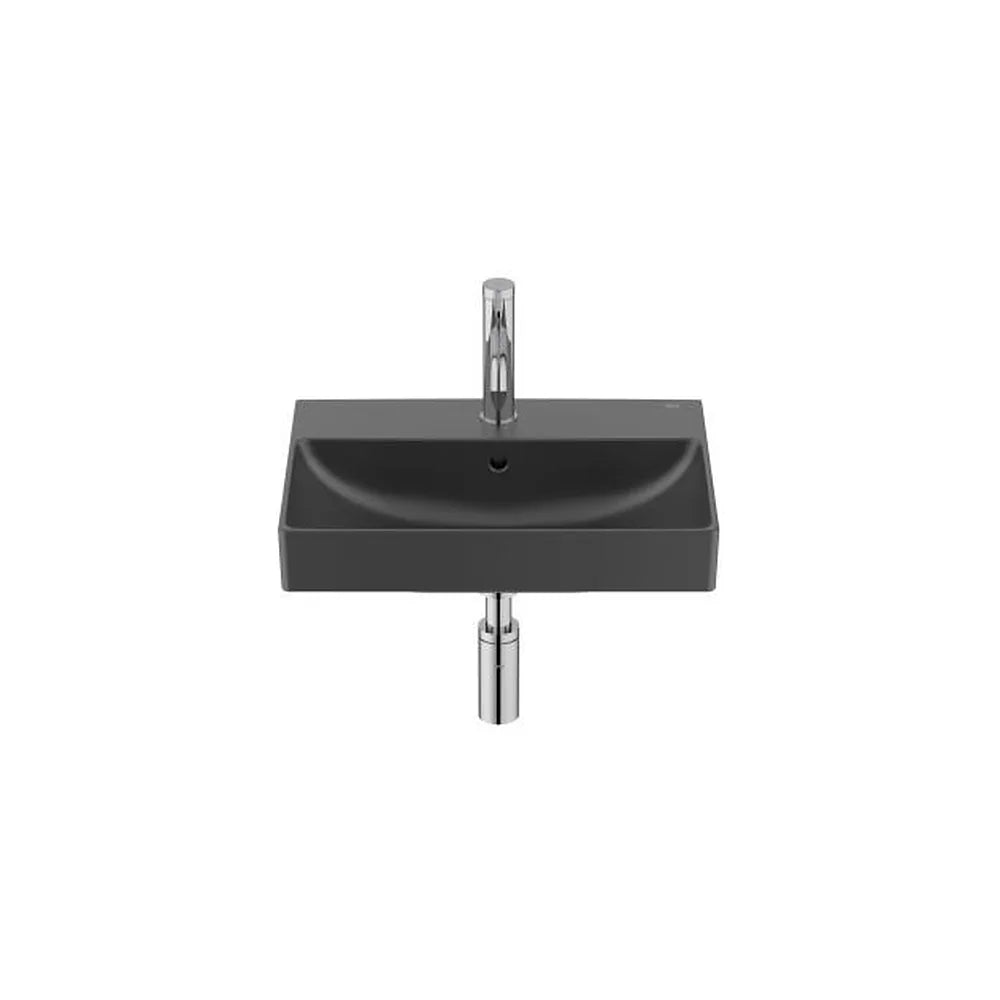 Lavabo Mural Compacto Rectangular Fineceramic Ona 50x36x15cm Negro Mate Roca - Vista 1