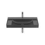 Lavabo Mural Rectangular Fineceramic con Pedestal Ona 80x46x16cm Negro Roca