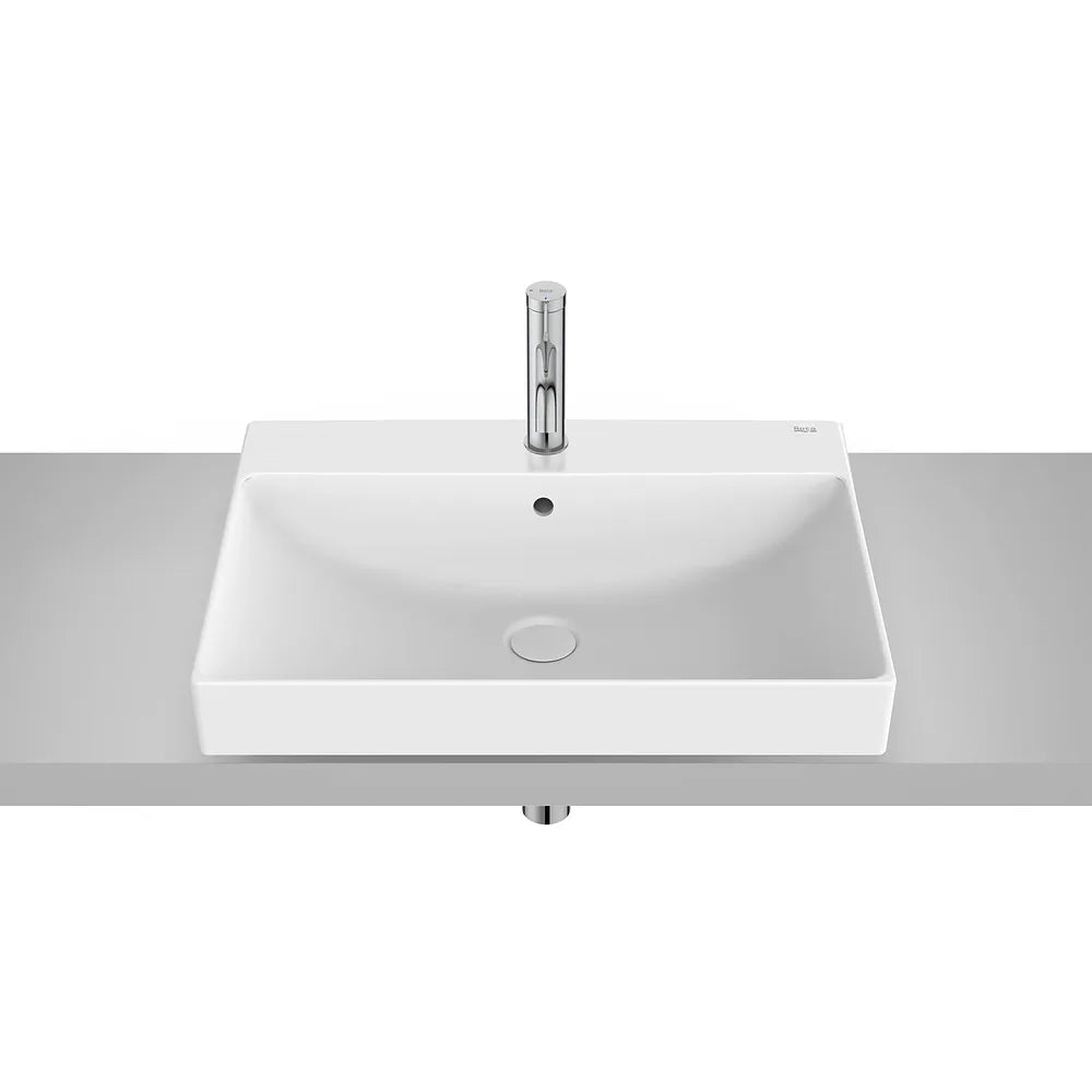 Lavabo de encimera cuadrado 60x45x8 cm Fineceramic Blanco mate Roca - Vista 2