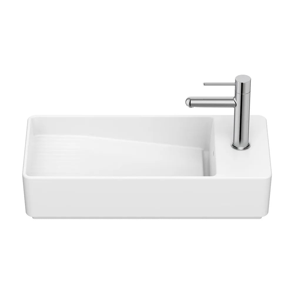 Lavabo asimétrico mural compacto porcelana blanco mate 55x27x12 cm Roca - Vista 2