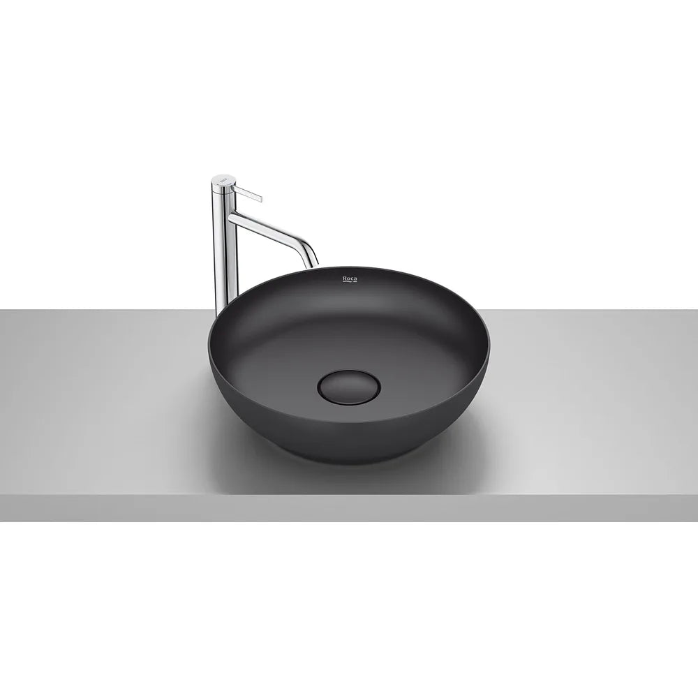 Lavabo redondo de sobre encimera Fineceramic negro 42 5x42 5x13 cm Roca - Vista 2