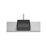 Lavabo À Poser Carré Fineceramic Noir Mat X 12,5 Cm Avec Bonde Fixe Céramique Série Terra 40x40 cm Roca