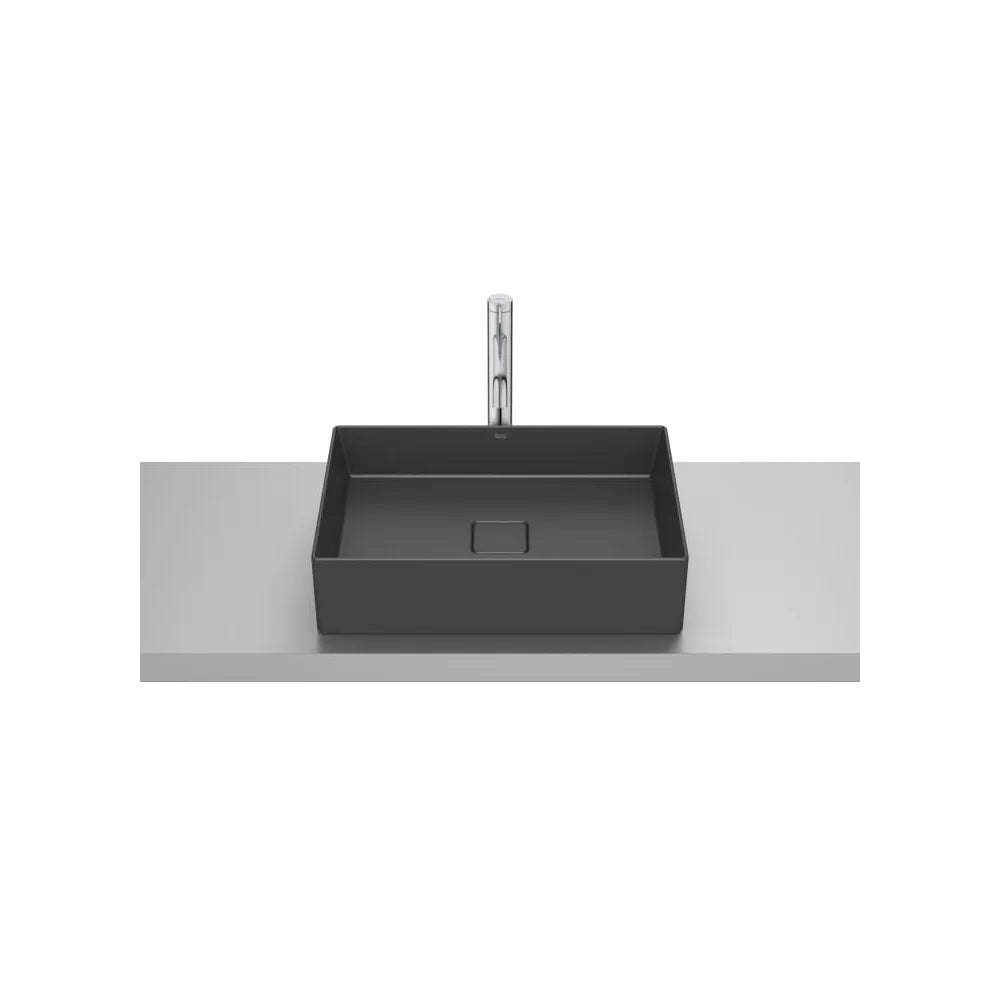 Lavabo Rectangular de Fineceramic para Sobre Encimera 51x36x12cm Negro Mate Roca - Vista 1