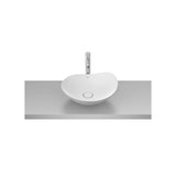 Lavatório de Bancada Redondo Assimétrico Em Fineceramic Branco Mate X 18 Cm Desenho Ruy Ohtake 47x40 cm Roca