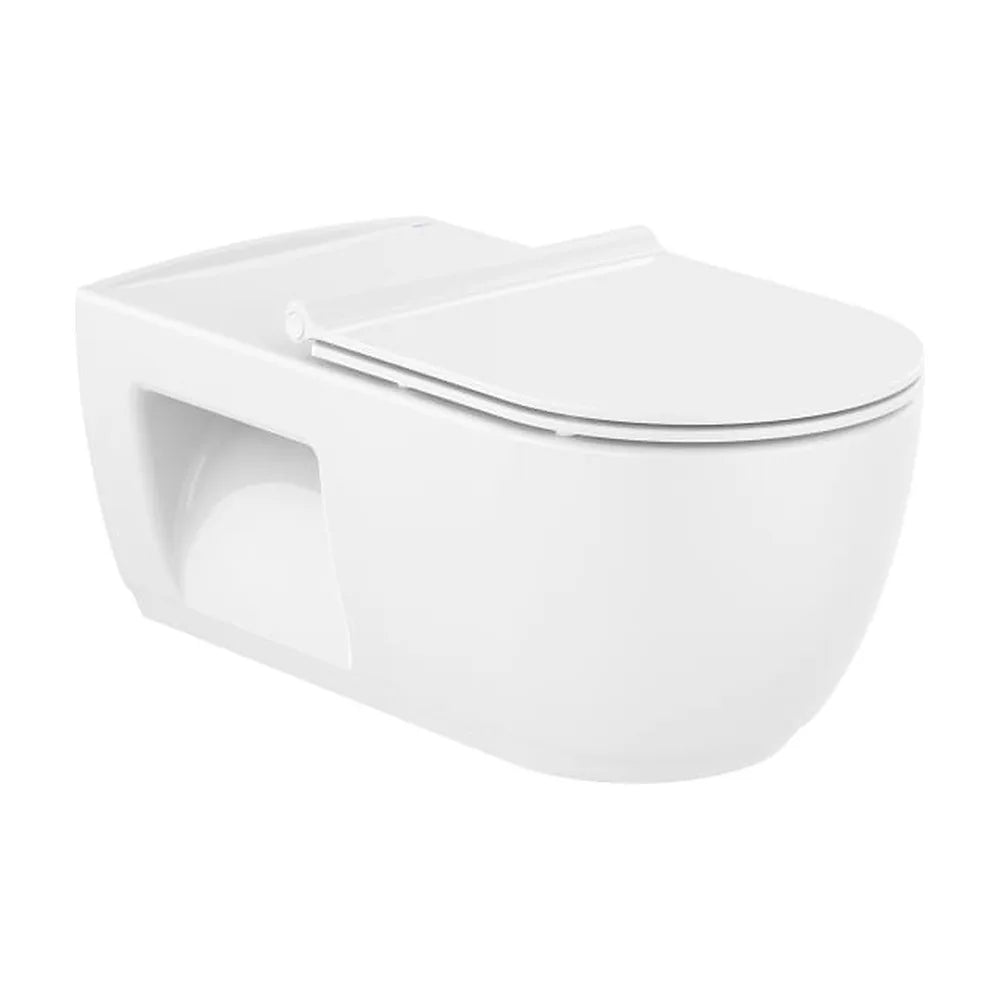 Taza Suspendida Redonda Compatible con Sistemas Salida Horizontal Duplo 37x70x45cm Roca - Vista 1