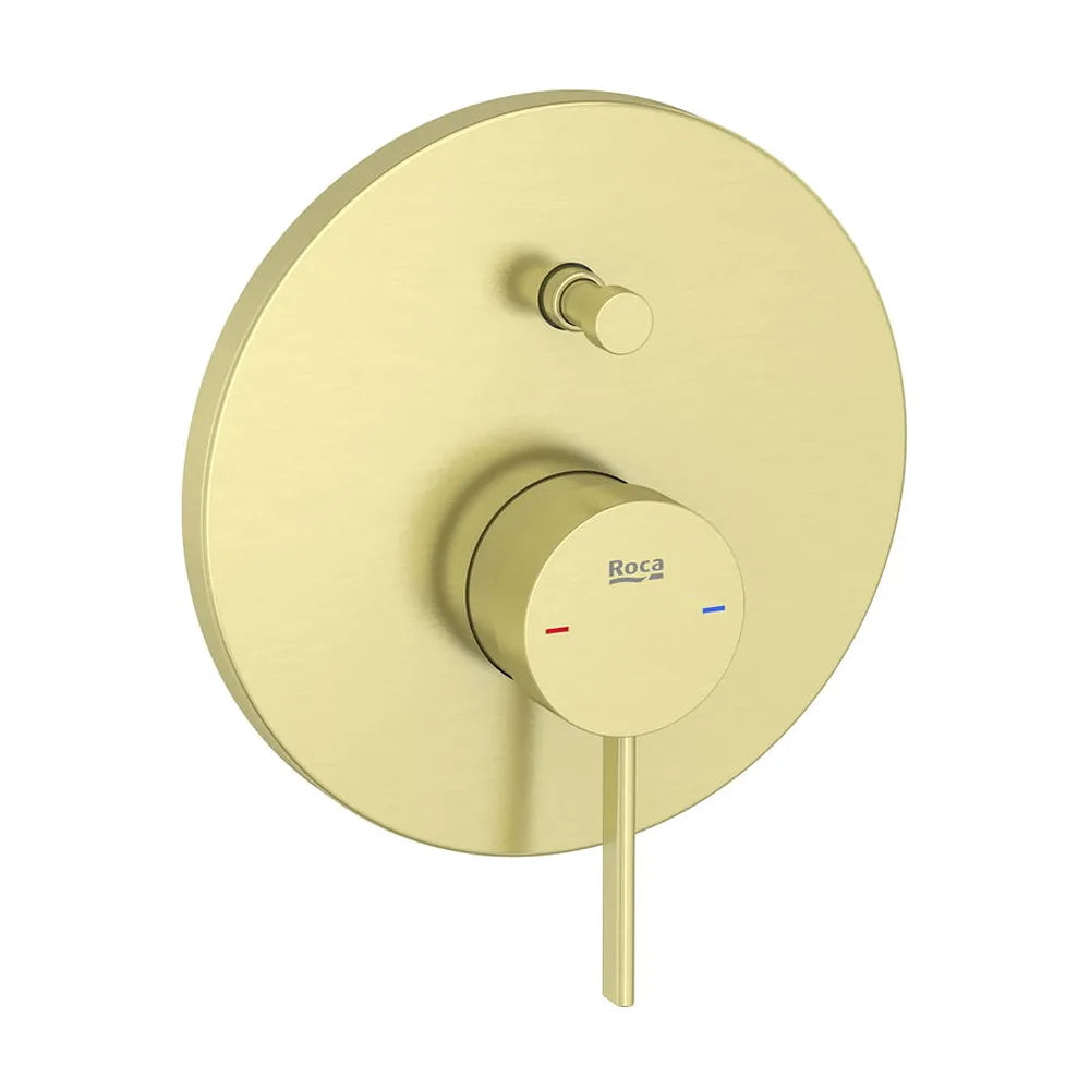 Grifería empotrable baño ducha 2 vías con inversor automático acabado oro cepillado Roca - Vista 2