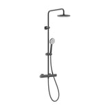 Columna de Ducha Termostática con Rociador Circular y Flexible 1 Metro Titanio Cepillado Negro Roca