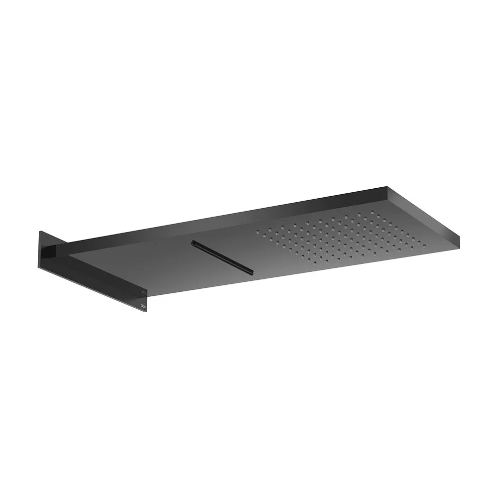 Rociador de pared rectangular acero inoxidable 2 funciones Rain Cascada 27x58 cm Roca - Vista 2