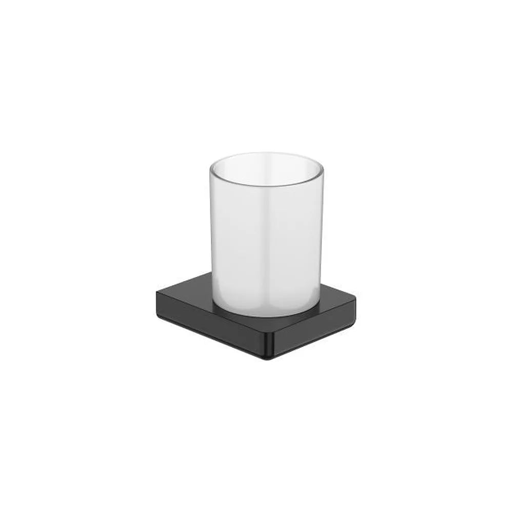 Portavaso de pared en cristal y metal negro titanio 11x9x10 cm Roca - Vista 1