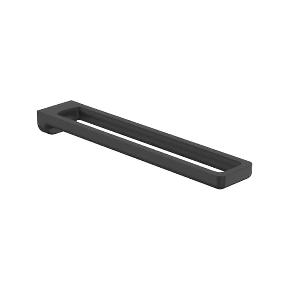 Toallero doble negro mate 42x4x8 cm diseño minimalista para baño Roca - Vista 1