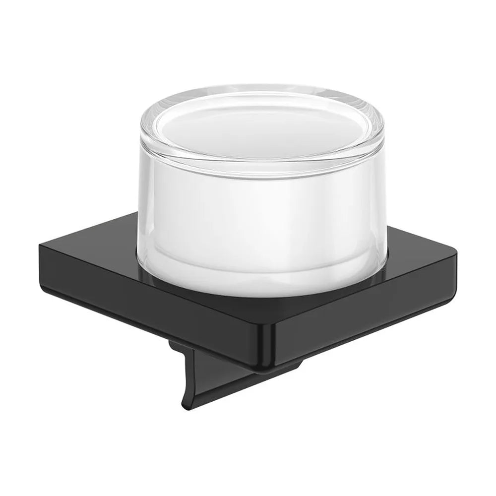 Dosificador de pared para baño en cristal y metal negro titanio 12x11x11 cm Roca - Vista 2