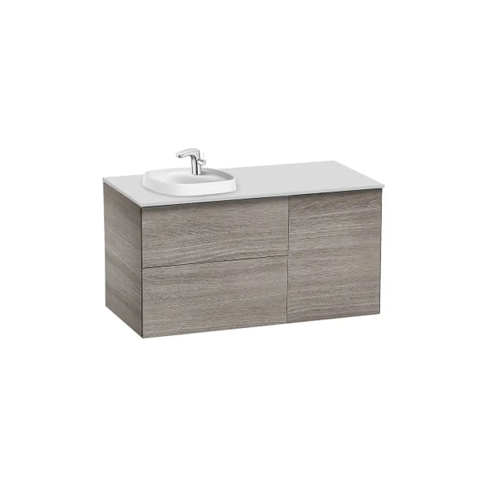 Mueble base asimétrico con dos cajones y una puerta para lavabo 100x50x52 cm Roca - Vista 1