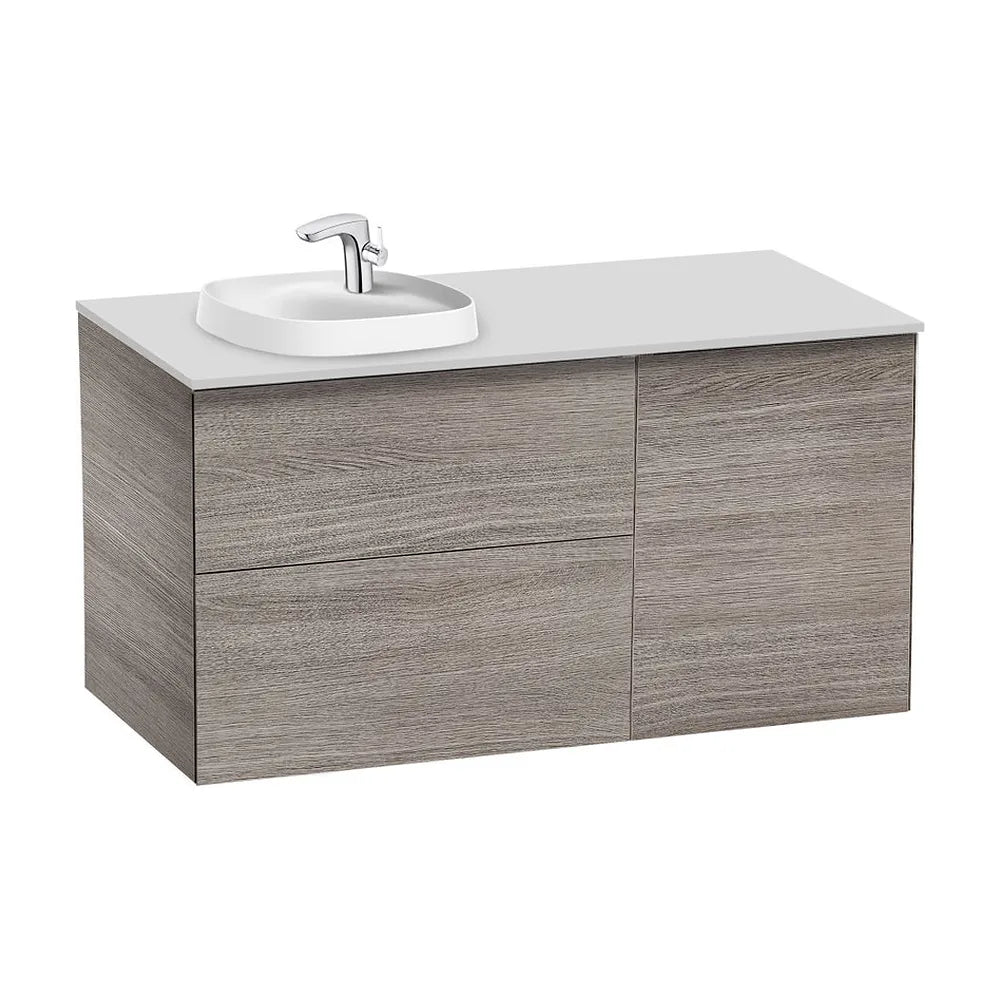 Mueble base asimétrico con dos cajones y una puerta para lavabo 100x50x52 cm Roca - Vista 2