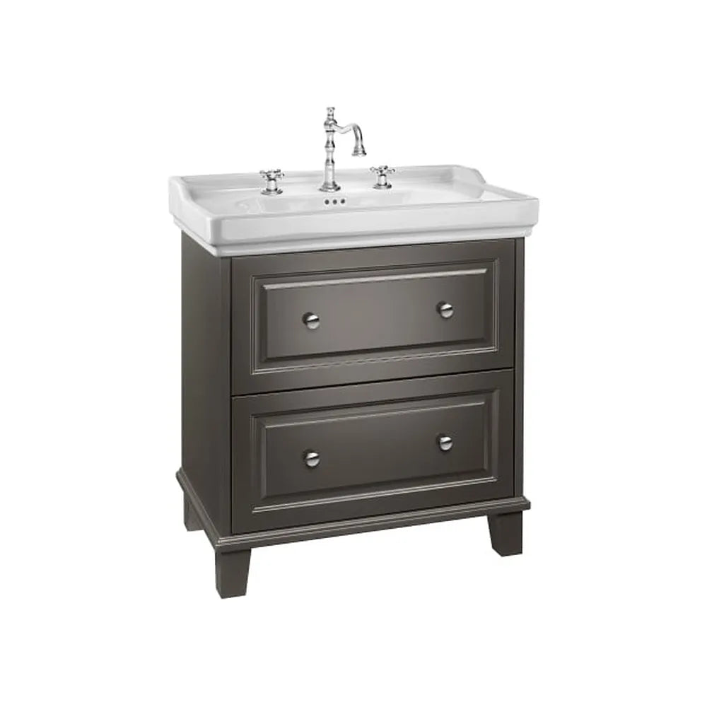 Mueble base con dos cajones y lavabo porcelana 80x50x87 cm gris oscuro Roca - Vista 1