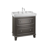 Meuble Sous Vasque À Poser Avec Deux Tiroirs Et Lavabo en Porcelaine X 87 Cm Gris Foncé Carmen 80x50 cm Roca