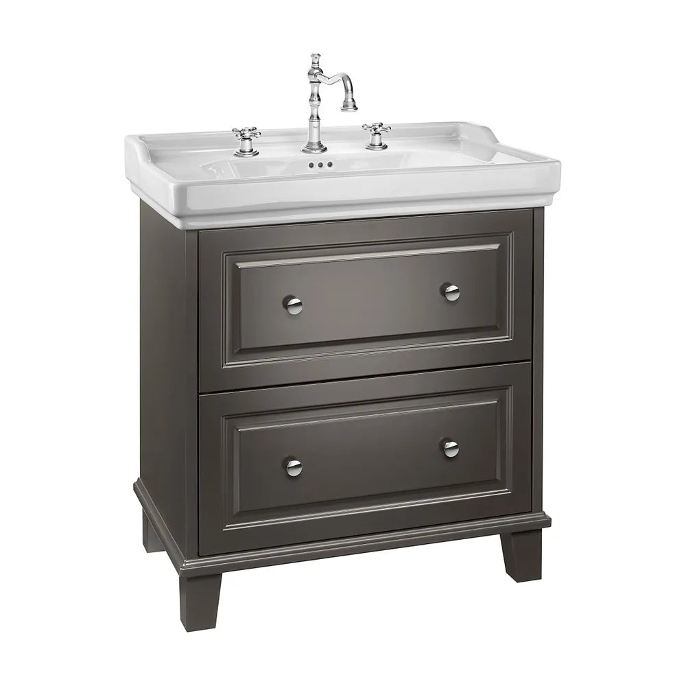 Mueble base con dos cajones y lavabo porcelana 80x50x87 cm gris oscuro Roca - Vista 2