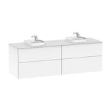 Meuble Bas Suspendu X 52 Cm Quatre Tiroirs Pour Deux Lavabos Finition Blanc Brillant Plan Quartz Beyond 160x50 cm Roca