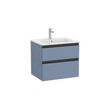 Meuble Lavabo Suspendu 2 Tiroirs Vasque Centrée X 46 Cm Finition Bleu Mat The Gap 54x60,5 cm Roca