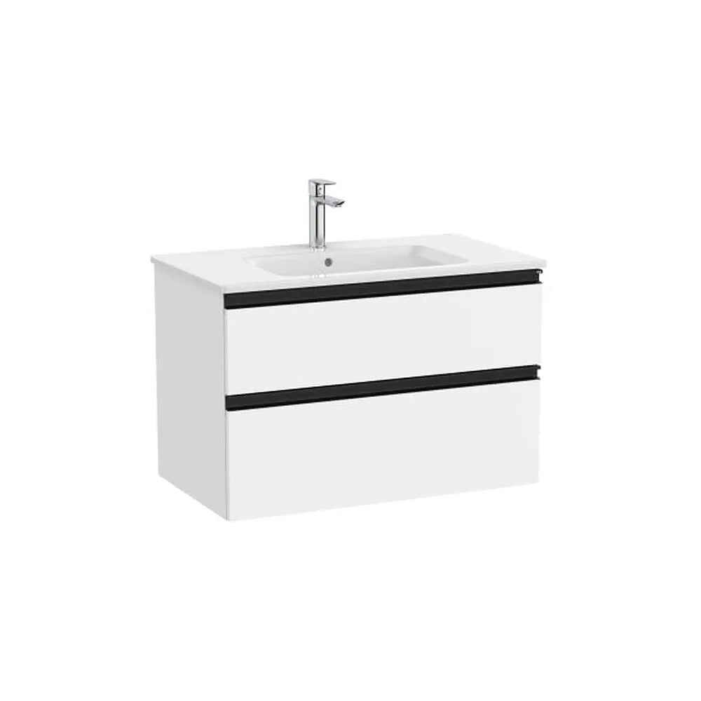 Mueble base suspendido con lavabo centrado dos cajones blanco mate 80x46x54 cm Roca - Vista 1