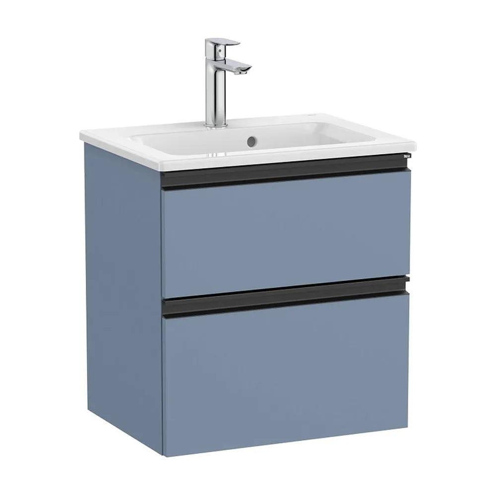 Mueble Base Compacto 2 Cajones Lavabo Centrado Azul 50x38x54cm Colección The Gap Roca - Vista 2