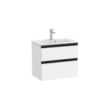 Mueble Base Compacto con 2 Cajones y Lavabo Centrado Colección The Gap Blanco Mate Roca