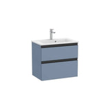 Meuble Vasque Compact Deux Tiroirs Lavabo Centré X 54 Cm Finition Bleu Mat Collection The Gap 60x38 cm Roca