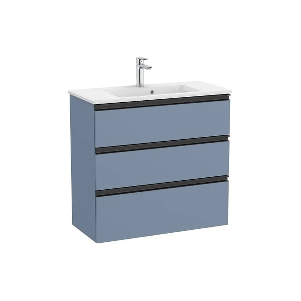 Mueble base compacto tres cajones lavabo centrado 80x38x76 cm Azul mate Roca - Vista 1