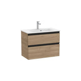 Compact Base Unit 2 Drawers Centered Washbasin Walnut 70x38x54cm The Gap Collection Roca