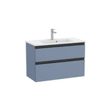 Móvel Base Compacto Com Duas Gavetas E Lavatório Centrado X 54 Cm Acabamento Azul Mate 80x38 cm Roca