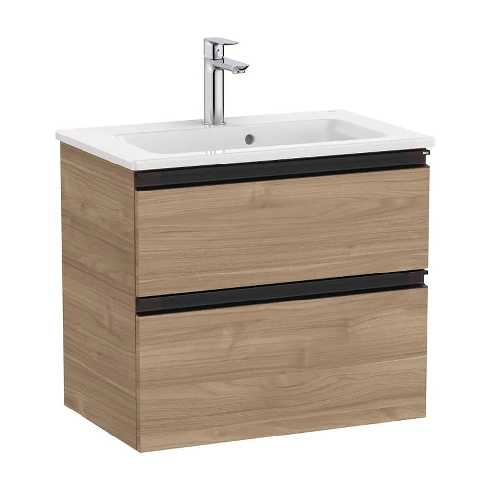 Mueble Base Compacto 2 Cajones Lavabo Centrado Nogal 60x38x54cm Colección The Gap Roca - Vista 2
