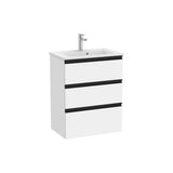 Meuble Bas Compact Trois Tiroirs Avec Lavabo Centré Blanc Mat X 76 Cm 60x38 cm Roca