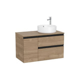 Mueble Base 2 Cajones para Lavabo Sobre Encimera Derecha Nogal 90x46x53cm Colección The Gap Roca