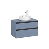 Meuble Bas Suspendu 2 Tiroirs Pour Vasque À Poser Centrée X 54 Cm Finition Bleu Mat The Gap 80x46 cm Roca