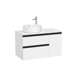 Mueble Base Asimétrico con 2 Cajones y Una Puerta para Lavabo Sobre Encimera Izquierda 90x46x54cm Colección The Gap Roca