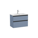 Meuble Sous Lavabo Compact Deux Tiroirs Avec Lavabo Centré Bleu Mat X 54 Cm Design Moderne The Gap 70x38 cm Roca