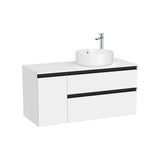 Meuble Bas Deux Tiroirs Avec Porte Pour Vasque À Poser Position Droite X 53 Cm The Gap 110x46 cm Roca