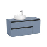 Mueble Base Asimétrico 2 Cajones Puerta Lavabo Sobre Encimera Izquierda 110x46x53cm Colección The Gap Roca