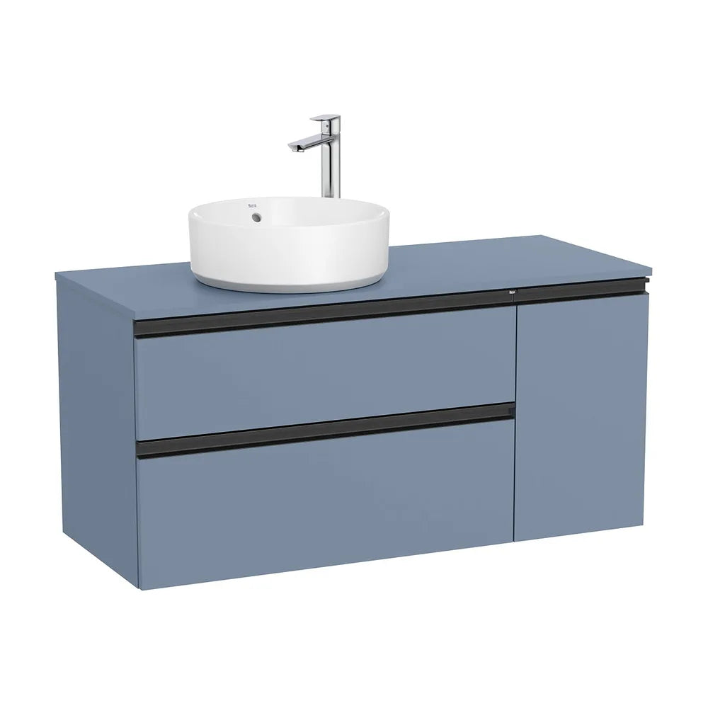 Mueble base asimétrico 110x46x53 cm dos cajones puerta lavabo sobre encimera izquierda Roca - Vista 2