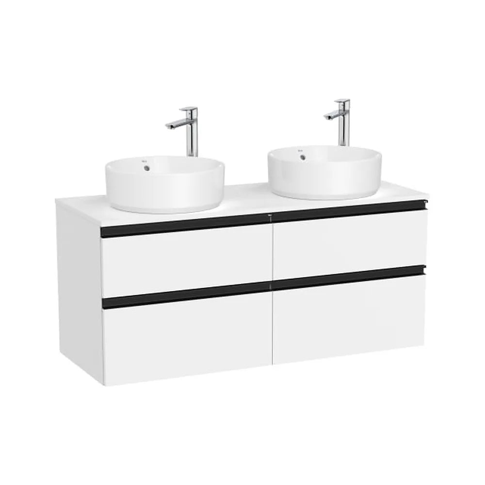 Mueble base suspendido cuatro cajones para dos lavabos sobre encimera 120x46x53 cm Roca - Vista 1