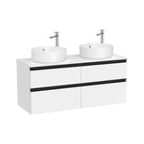 Meuble Bas Suspendu Quatre Tiroirs Pour Double Vasque À Poser X 53 Cm Blanc Mat 120x46 cm Roca