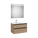 Mueble Base 2 Cajones Lavabo Izquierda Espejo Led 80x46x54cm Colección The Gap Roca