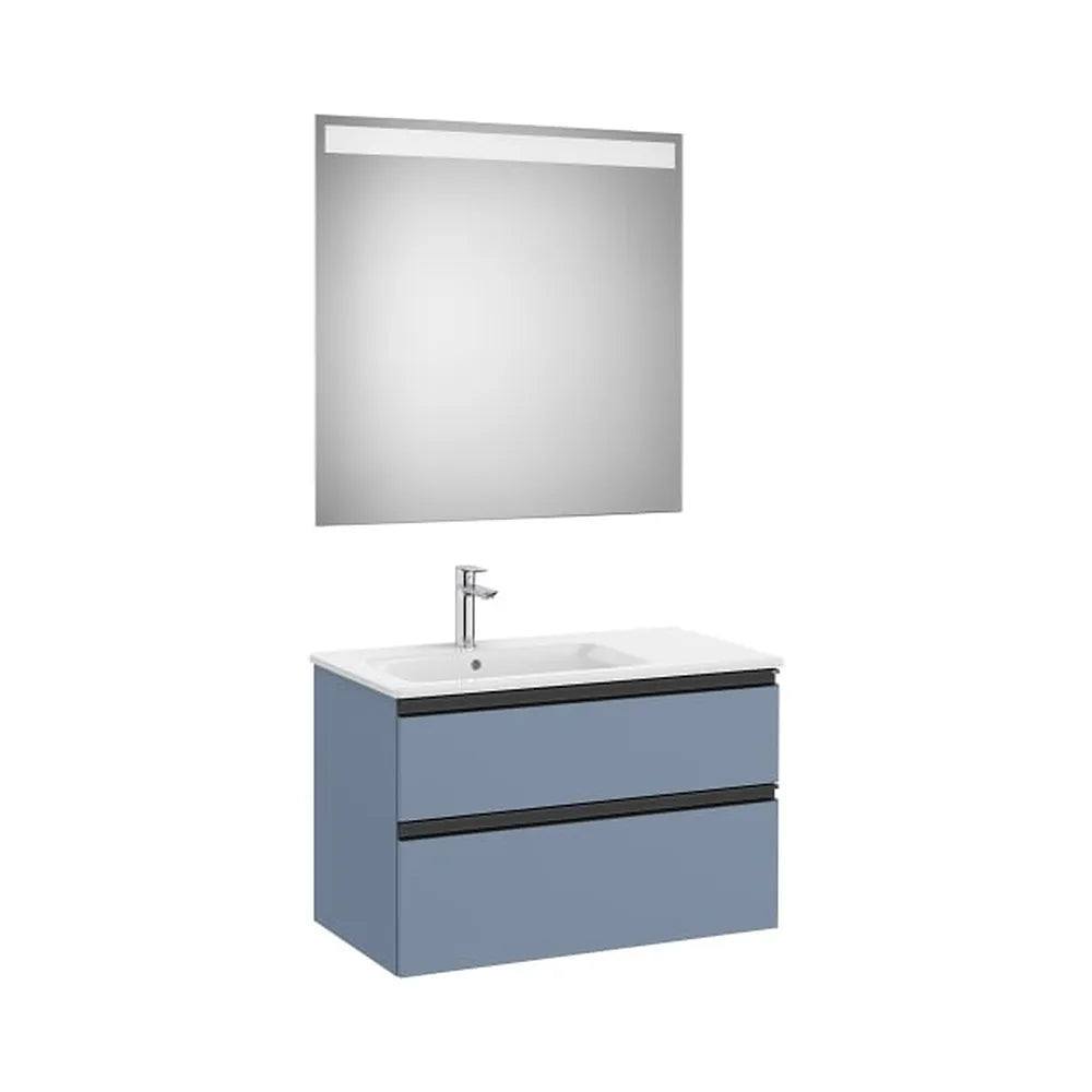 Pack mueble base dos cajones lavabo izquierda espejo LED 80x46x53 cm Roca - Vista 1