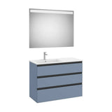 Mueble Base Tres Cajones Lavabo Izquierda Espejo Led 100x46x76cm Colección The Gap Roca