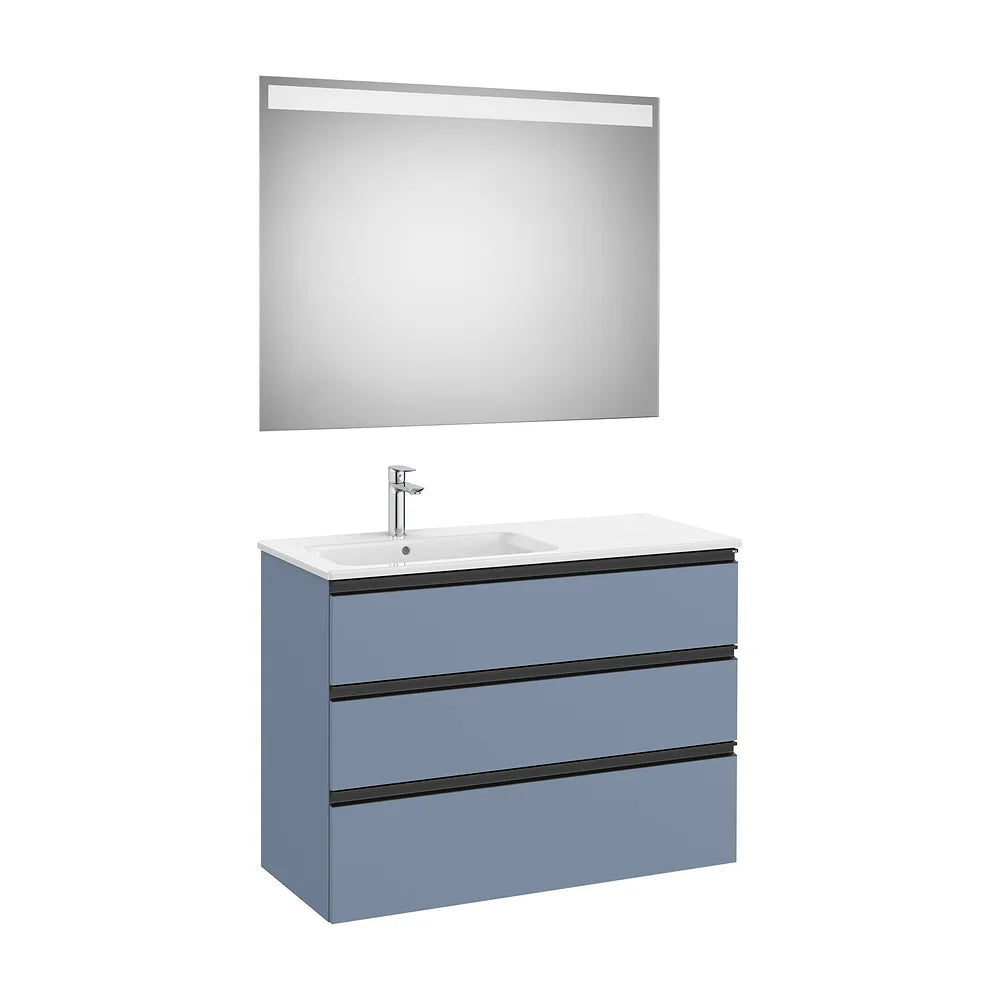 Pack mueble base tres cajones lavabo izquierda espejo LED 100x46x76 cm Roca - Vista 2