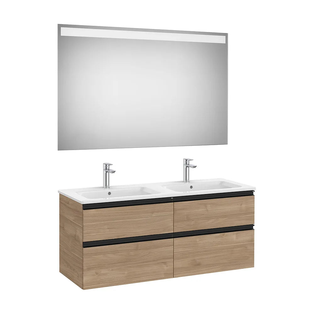 Pack mueble base cuatro cajones lavabo doble espejo LED 120x46x53 cm Roca - Vista 2