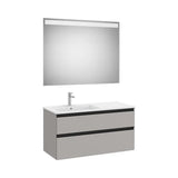 Meuble Bas Deux Tiroirs Avec Lavabo Côté Gauche Miroir Led Éclairage Supérieur 100.5x46x53.7cm Colección The Gap Roca