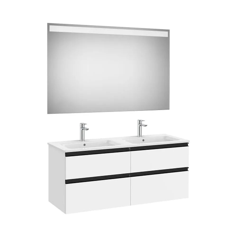 Pack mueble base cuatro cajones lavabo doble espejo LED 120x46x53 cm Roca - Vista 1
