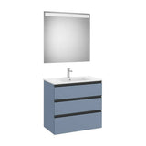 Mueble Base Tres Cajones Lavabo Centrado Espejo Led 80x46x76cm Colección The Gap Roca