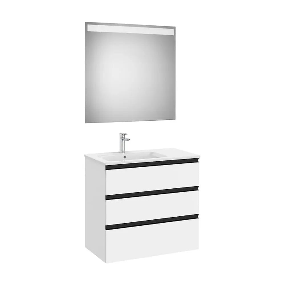 Pack mueble base tres cajones lavabo izquierdo espejo LED Eidos 80x46x76 cm Roca - Vista 1