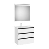 Mueble Base Tres Cajones Lavabo Izquierdo Espejo Led 80x46x76cm Colección Eidos Roca
